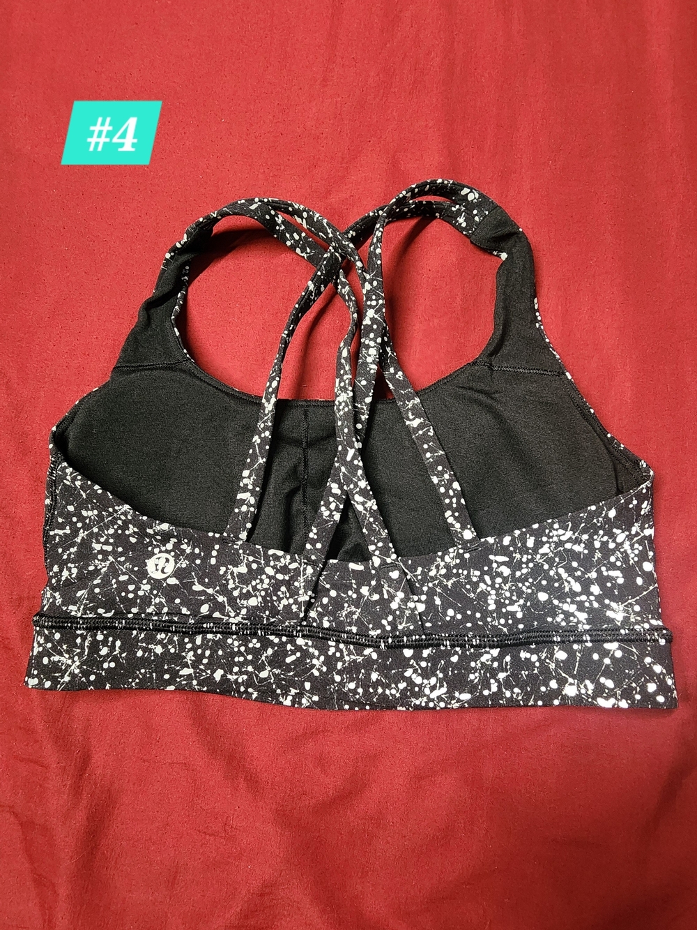 lululemon athletica Black & White Speckle Strappy Sports Bra